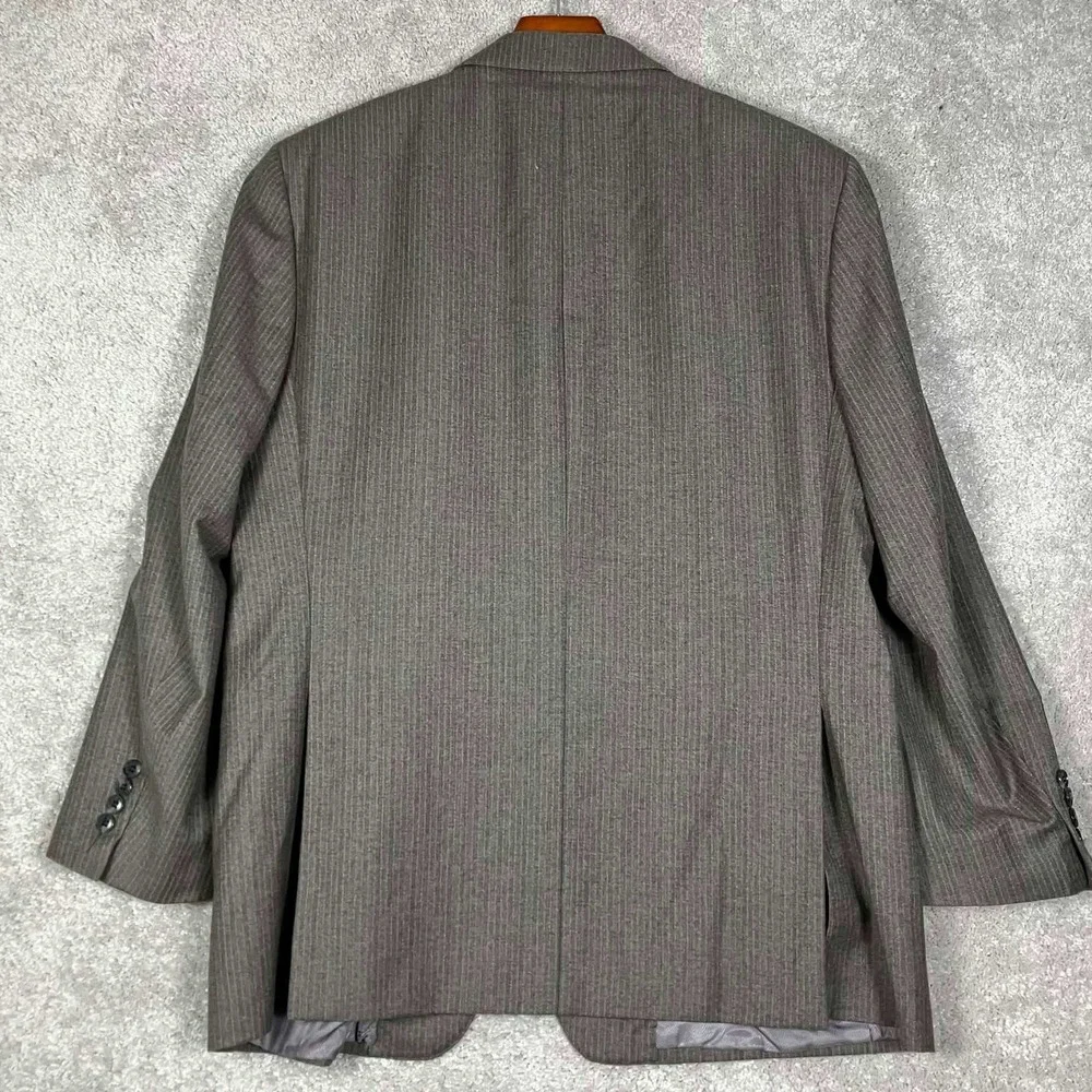 Joseph Abboud Sport Coat Mens Brown Pinstripe Marzotto Super 100s Wool USA 46